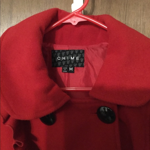 Red Ruffle Peacoat - Picture 3 of 5